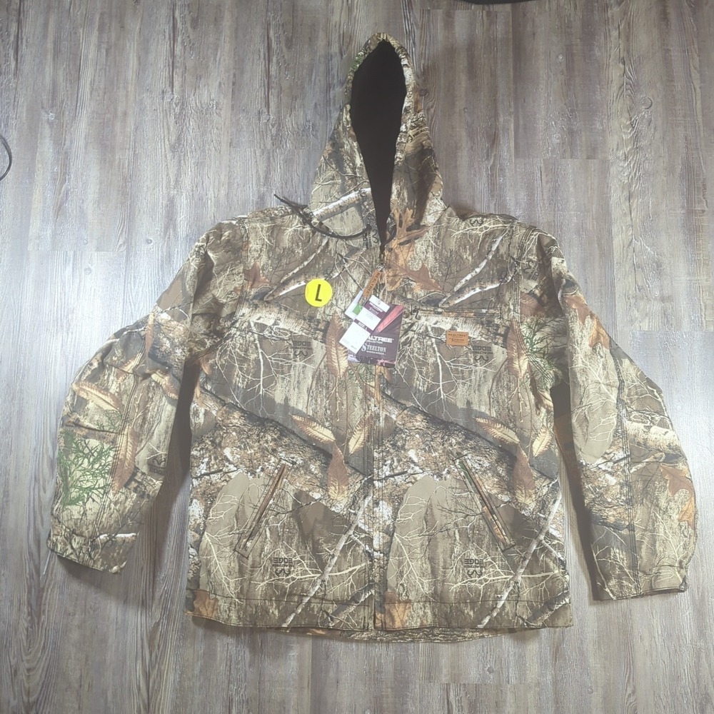 RealTree Collection by Steelton Workwear L Canvas Edge Camo Hooded Jacket NWT